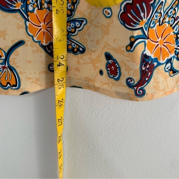 Elie Tahari Floral Ruffle Sleeve Blouse - Cream and Navy - Picture 9 of 11